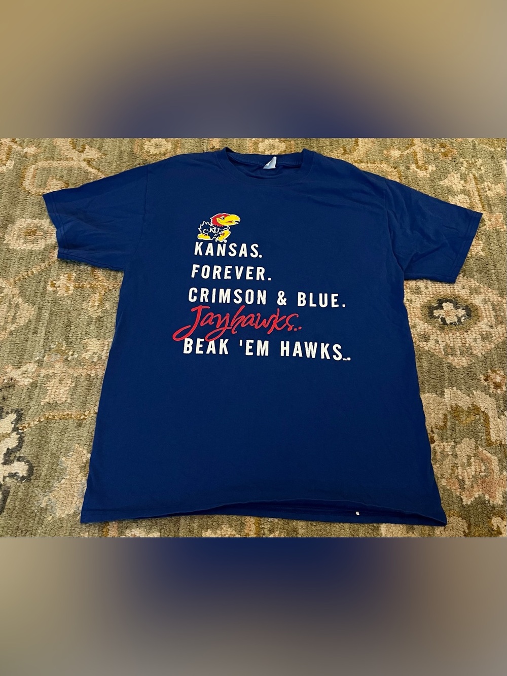 Kansas Jayhawks Hanes Forever Shirt Women’s Size Medium Color Blue